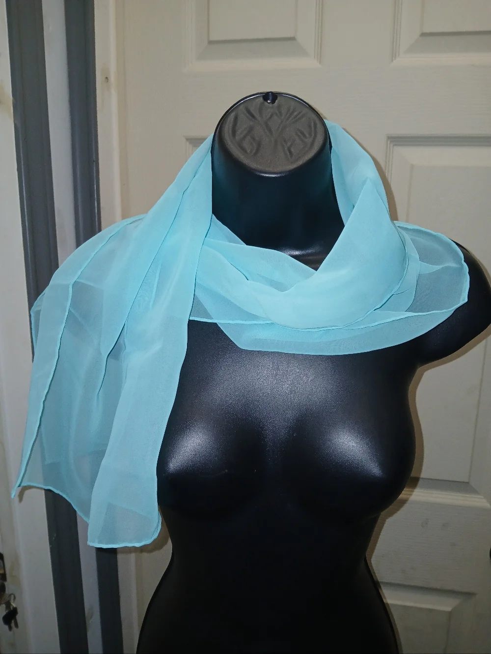 Light Blue Sheer Chiffon Scarf - Elegant Lightweight Accessory - Picture 1 of 4